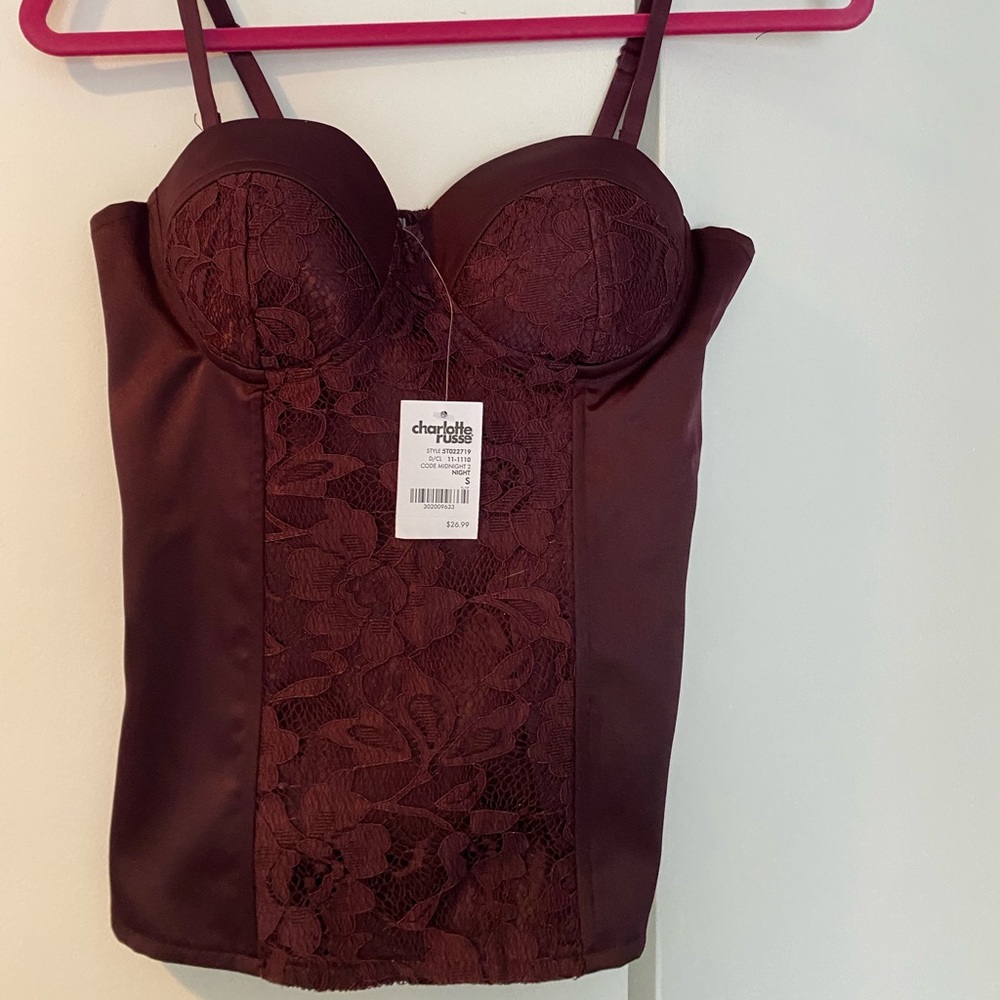 Bustier style tank top. Has zip closure in back
